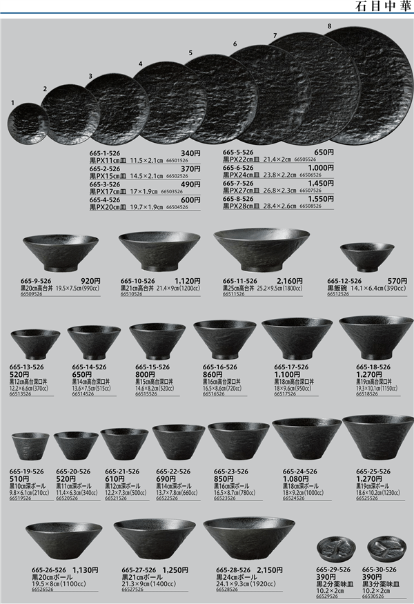 石目中華 黒PX11㎝皿